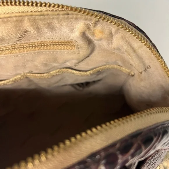 Rare Brahmin Louise Rose Satchel and Wallet Set Snake Croc Embossed Leather - Picture 10 of 15